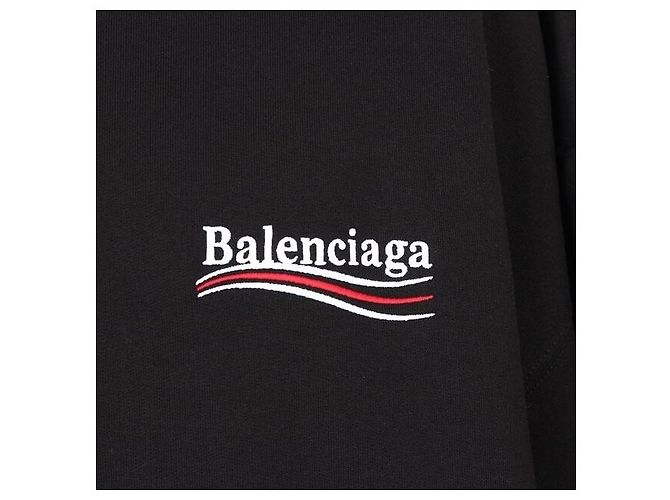 Balenciaga Kapuzenpullover mit Wave Logo Stickerei Neues Modell Schwarz - Ansicht 2