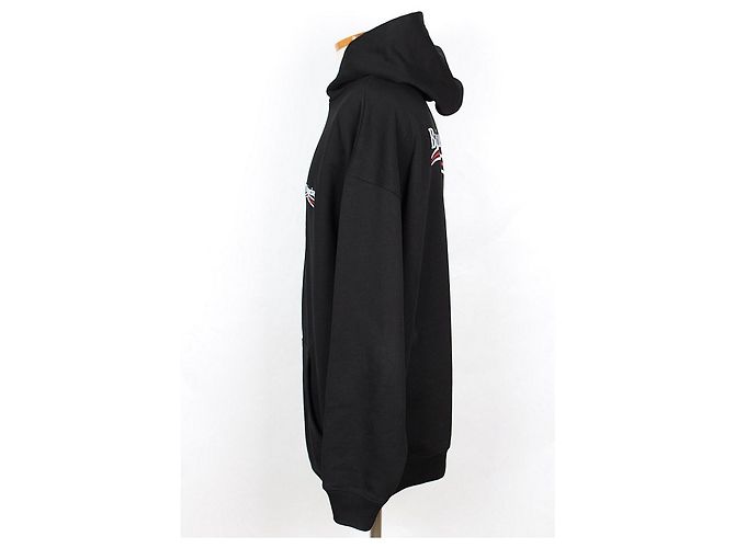 Balenciaga Kapuzenpullover mit Wave Logo Stickerei Neues Modell Schwarz - Ansicht 3