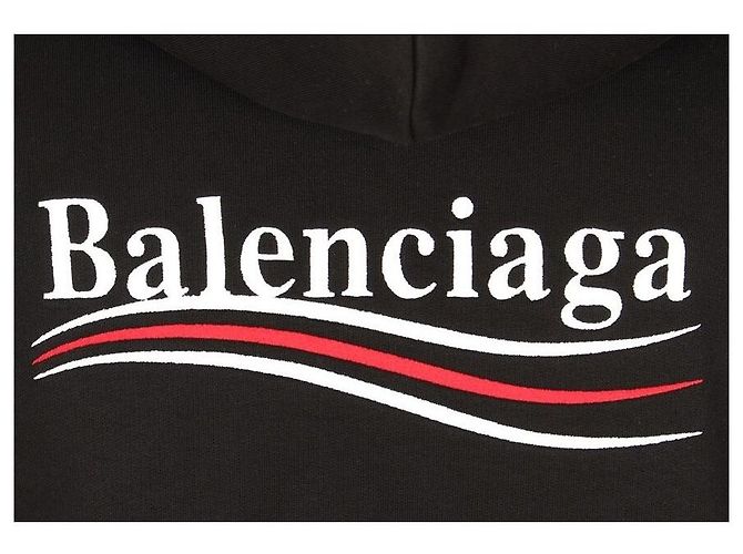 Balenciaga Kapuzenpullover mit Wave Logo Stickerei Neues Modell Schwarz - Ansicht 4