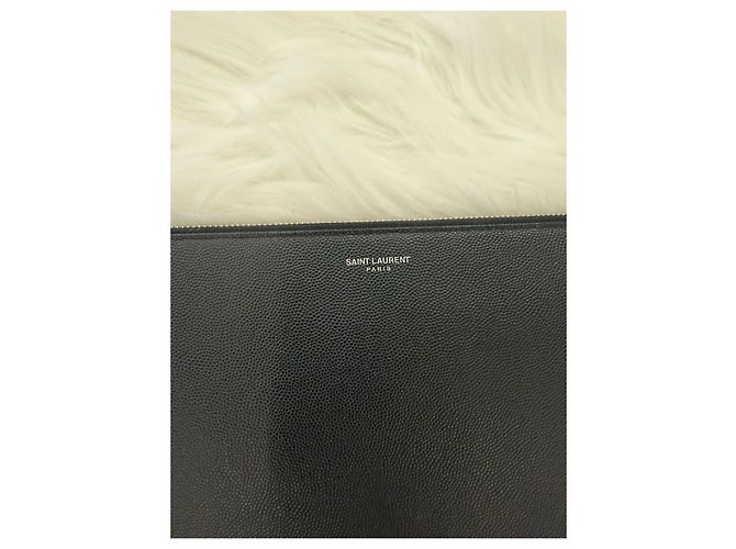 Saint Laurent Grande clutch in pelle nera Nero - vista 11
