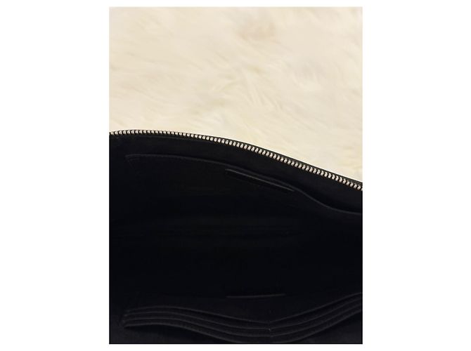 Saint Laurent Grande clutch in pelle nera Nero - vista 12