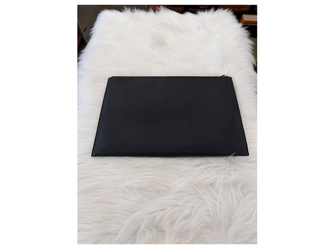 Saint Laurent Grande clutch in pelle nera Nero - vista 5