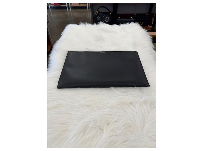 Saint Laurent Grande clutch in pelle nera Nero - vista 7
