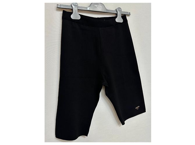 Prada Strick-Biker-Hose mit Dreieckslogo Silber - Ansicht 3