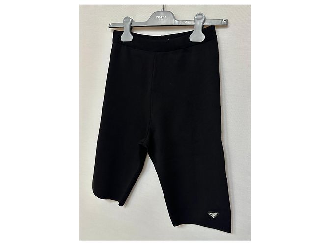 Prada Strick-Biker-Hose mit Dreieckslogo Silber - Ansicht 4