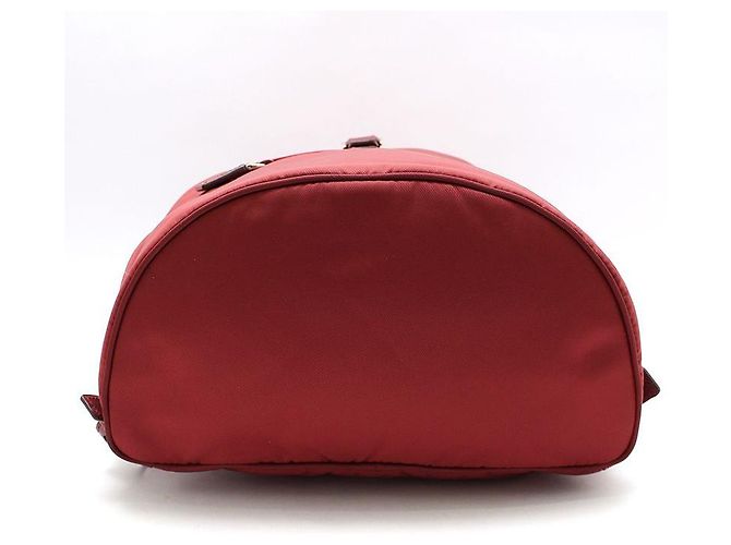 Prada Red Fabric Pocono Nylon Silver Triangle Logo Backpack - view 5