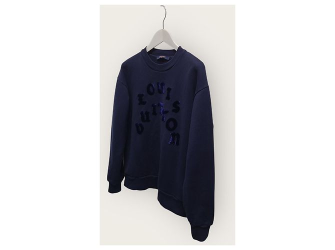 Louis Vuitton Strickpullover mit Rundhalsausschnitt und dunkelblauem Schriftzug-Logo - Ansicht 2