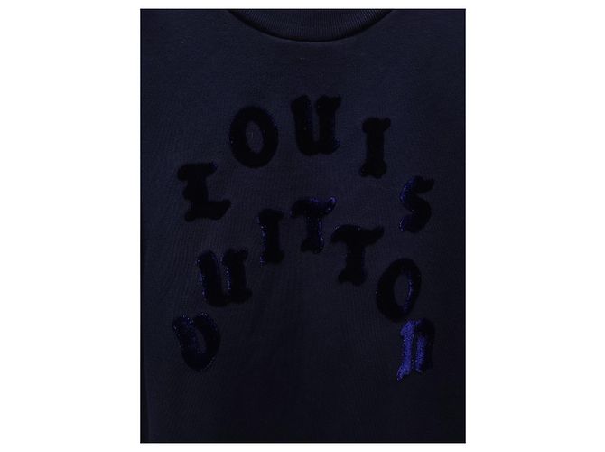 Louis Vuitton Strickpullover mit Rundhalsausschnitt und dunkelblauem Schriftzug-Logo - Ansicht 3