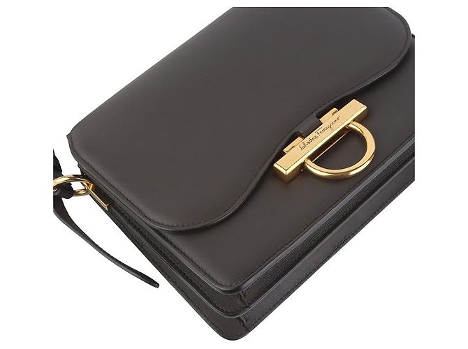 Salvatore Ferragamo Borsa a tracolla Joann con chiusura Gancini dorata Marrone - vista 5