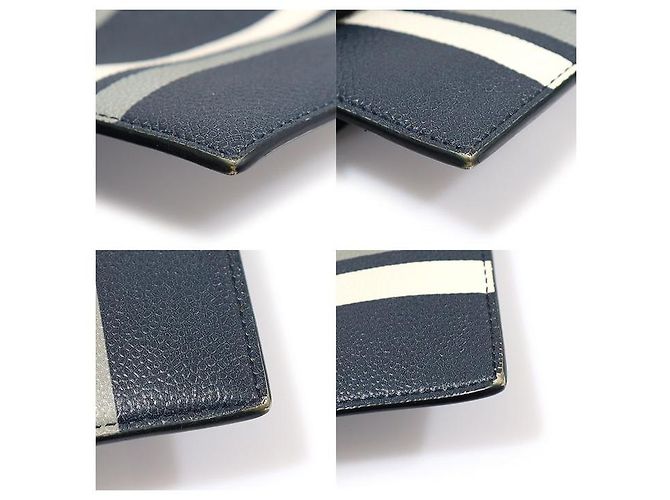 Thom Browne Navy Pebble Grain Leather Stripe Medium Document Holder Clutch Blue - view 6
