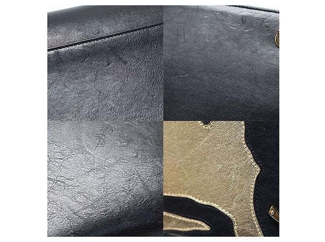 Saint Laurent Borsa a tracolla Kate Small in pelle di vitello nera con patchwork e catena dorata Rockstar Nero - vista 7