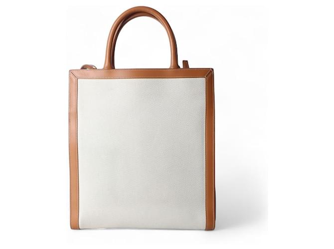 Céline Cabas Verticale in Tela Small Marrone - vista 3