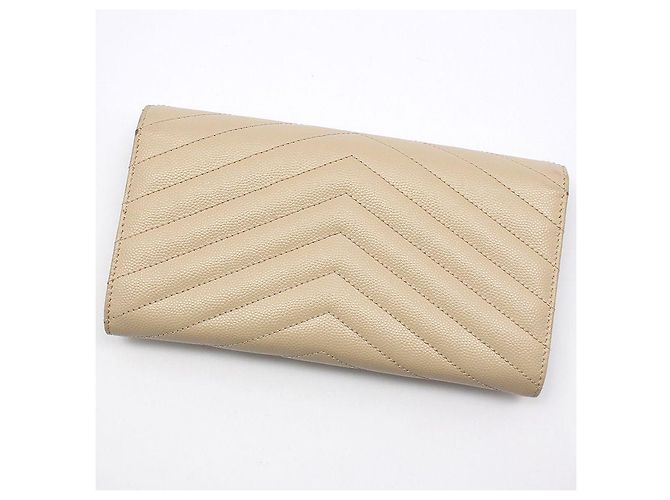 Saint Laurent Langer Geldbeutel Monogramm Matelassé Caviar Beige Gold Braun - Ansicht 4