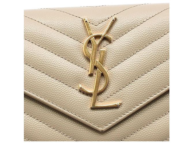 Saint Laurent Langer Geldbeutel Monogramm Matelassé Caviar Beige Gold Braun - Ansicht 5