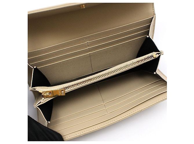 Saint Laurent Langer Geldbeutel Monogramm Matelassé Caviar Beige Gold Braun - Ansicht 7