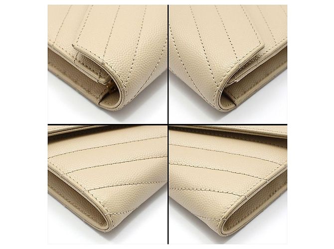 Saint Laurent Langer Geldbeutel Monogramm Matelassé Caviar Beige Gold Braun - Ansicht 9