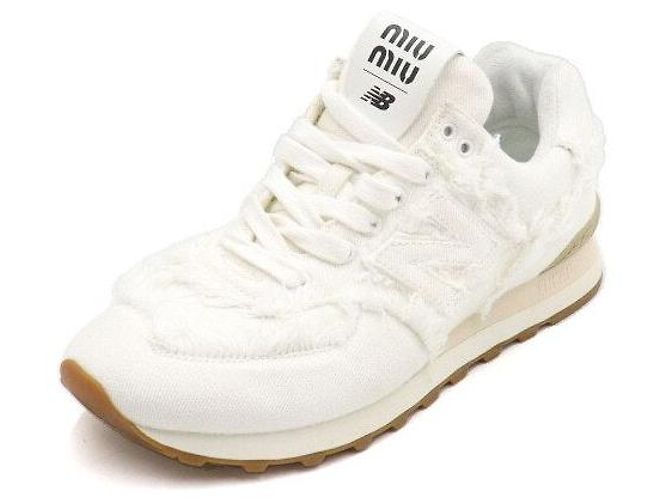 Miu Miu Sneakers New Balance Denim White Unisex Bianco - vista 2