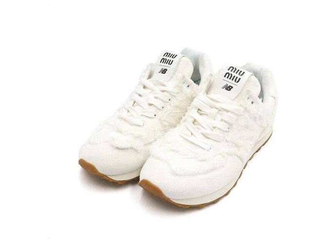Miu Miu Sneakers New Balance Denim White Unisex Bianco - vista 3