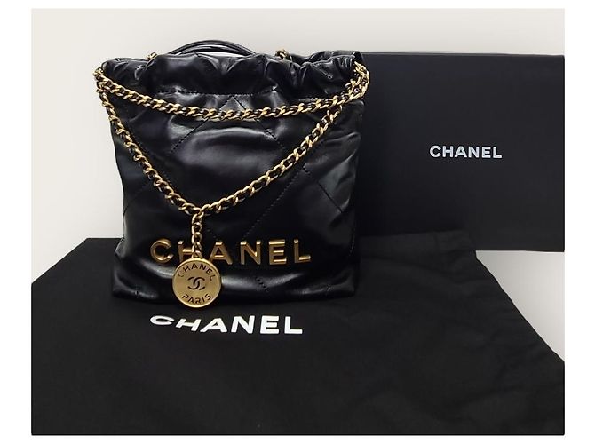 Chanel Mini borsa hobo nera e dorata Nero - vista 7