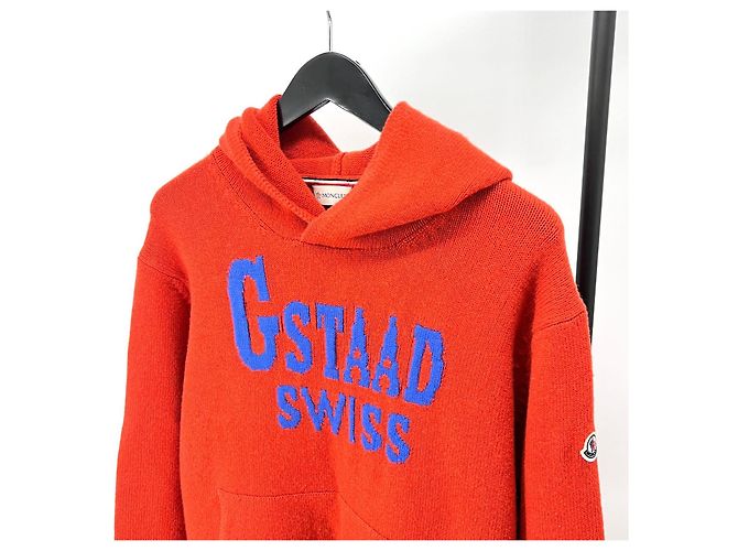 Moncler Camiseta con capucha de punto de lana Roja - vista 3