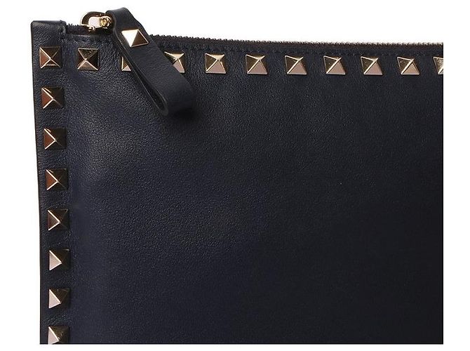 Valentino Clutch Rockstud con zip Blu - vista 3