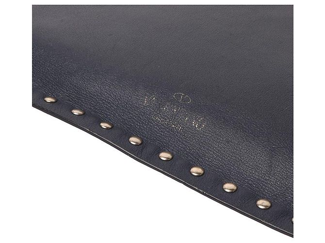 Valentino Clutch Rockstud con zip Blu - vista 4