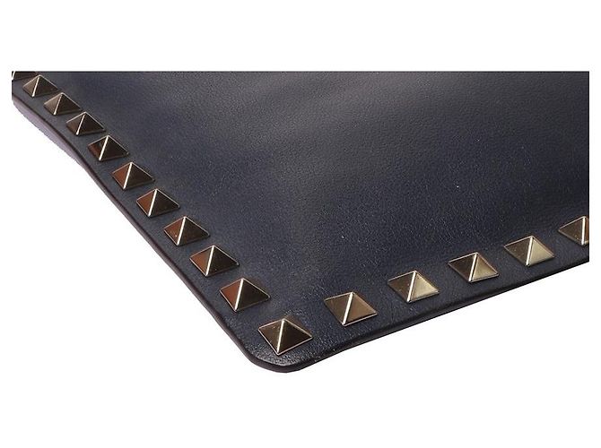 Valentino Clutch Rockstud con zip Blu - vista 6