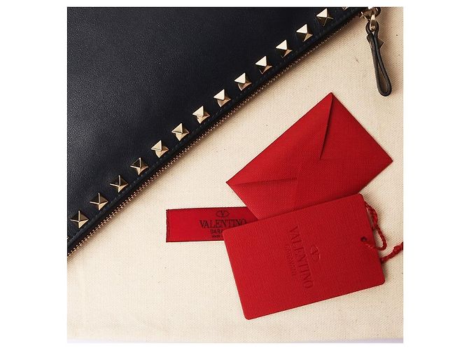 Valentino Clutch Rockstud con zip Blu - vista 8
