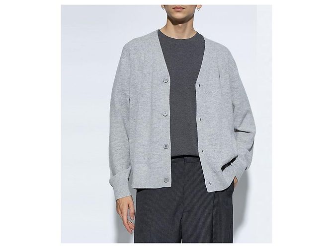Acne Studios Face Patch Wool Cardigan Gray Silvery - view 3