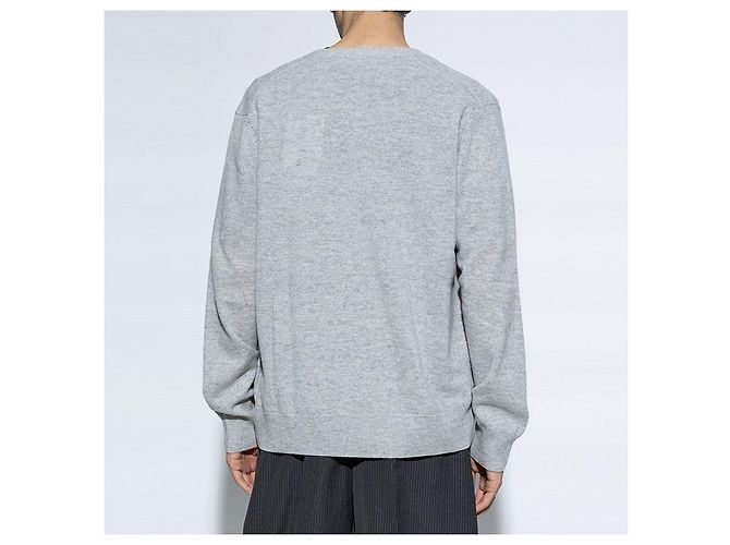 Acne Studios Face Patch Wool Cardigan Gray Silvery - view 4