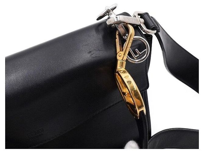 Fendi Borsa Tote e Borsa a Spalla in pelle di vitello nera con logo FF Can Eye Nero - vista 14