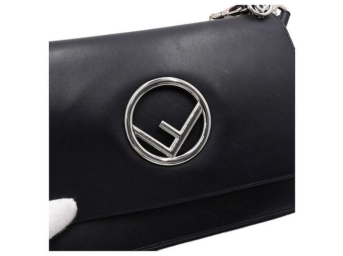 Fendi Borsa Tote e Borsa a Spalla in pelle di vitello nera con logo FF Can Eye Nero - vista 15