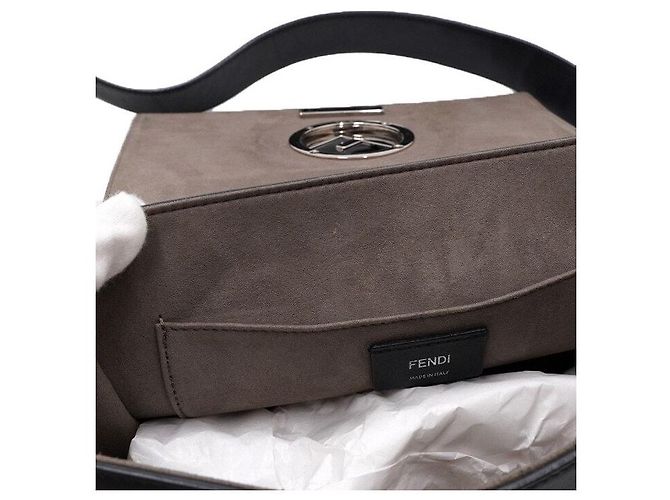Fendi Borsa Tote e Borsa a Spalla in pelle di vitello nera con logo FF Can Eye Nero - vista 7