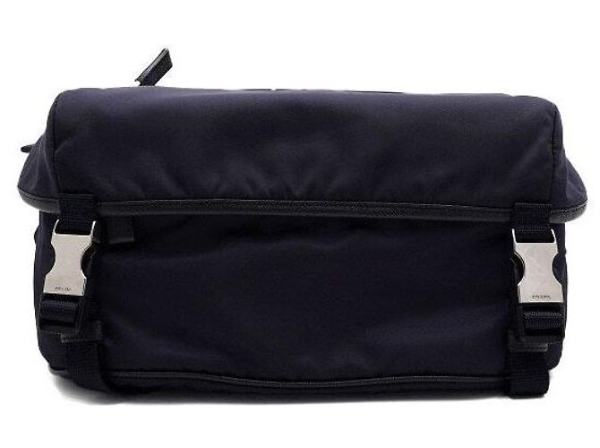 Saffiano Prada Borsa a tracolla in nylon Navy Medium - vista 7
