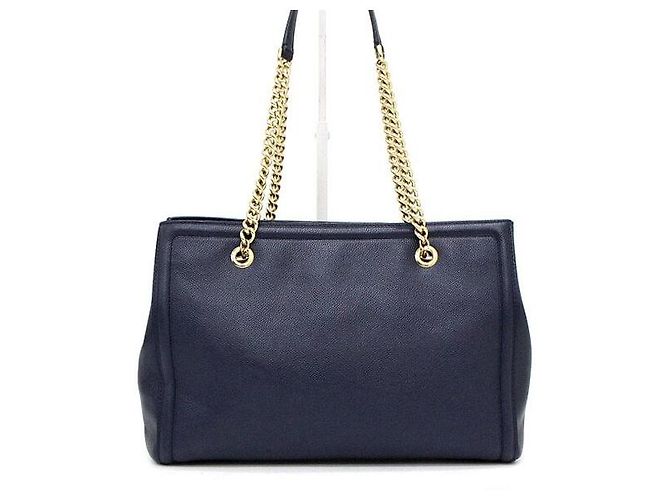Salvatore Ferragamo Melike Chain Shoulder Bag mit goldfarbenem Logo Navy Blau - Ansicht 4