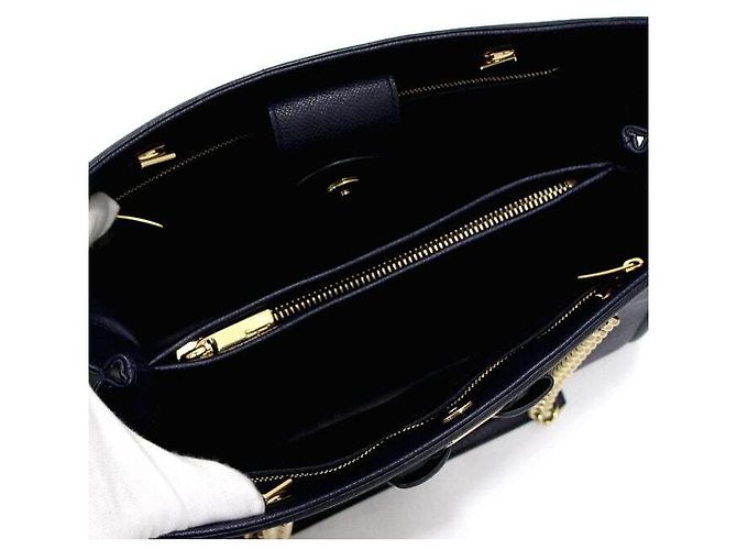 Salvatore Ferragamo Melike Chain Shoulder Bag mit goldfarbenem Logo Navy Blau - Ansicht 5