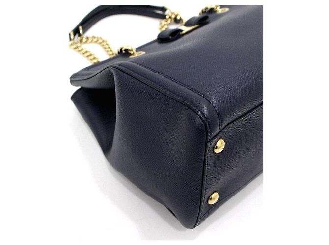Salvatore Ferragamo Melike Chain Shoulder Bag mit goldfarbenem Logo Navy Blau - Ansicht 7