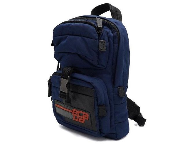 Prada Blue Initial Nylon Men's Single Sling Backpack - view 2