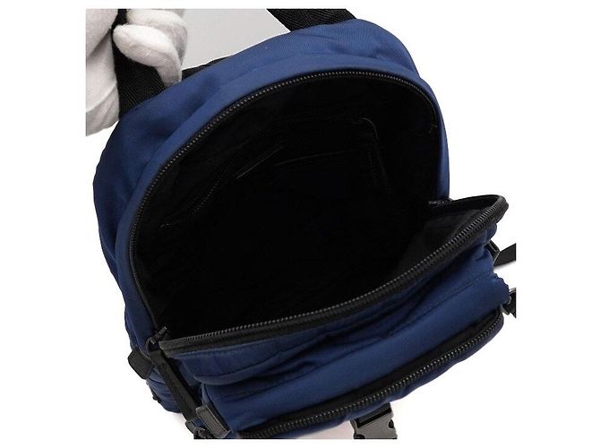 Prada Blue Initial Nylon Men's Single Sling Backpack - view 5
