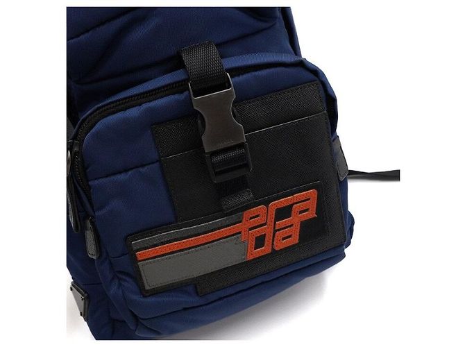 Prada Blue Initial Nylon Men's Single Sling Backpack - view 8