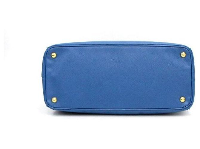 Prada Borsa Tote Blue Leather Saffiano Lux Double Zip - vista 7