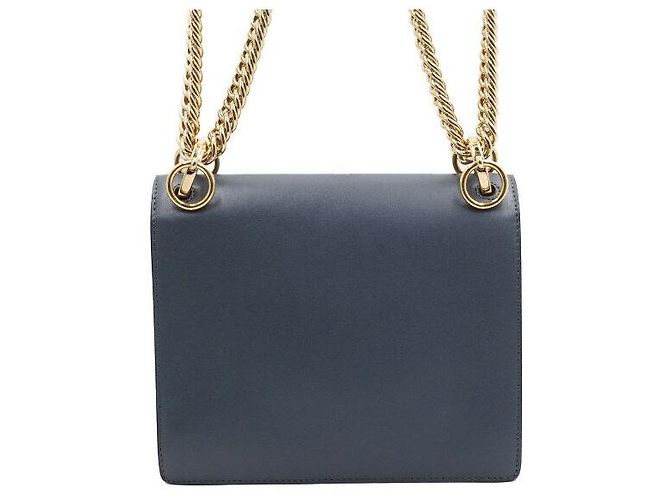 Fendi Piccola borsa a tracolla in pelle blu con catena - vista 4