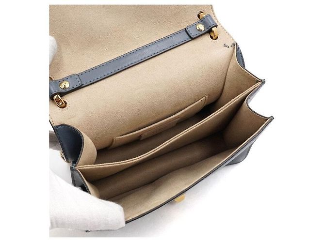 Fendi Piccola borsa a tracolla in pelle blu con catena - vista 5
