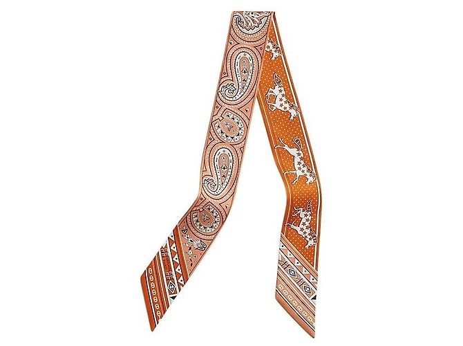 Hermès Foulard Twilí in seta Cheval de Coeur Bandana da donna Bianco - vista 2