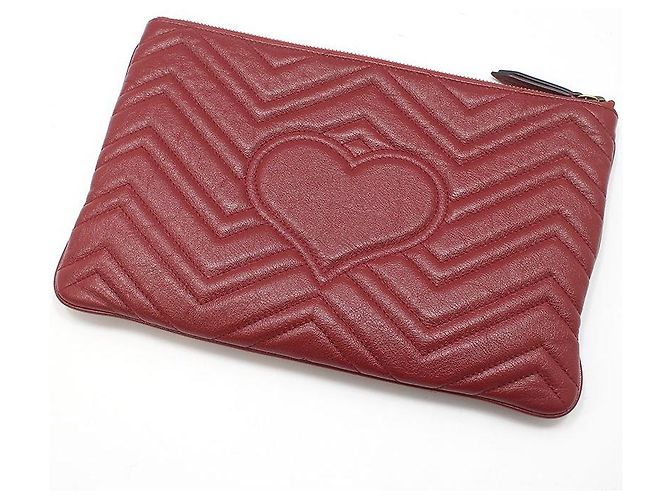 Gucci Clutch Red Matelassé Chevron GG Marmont Rosso - vista 4