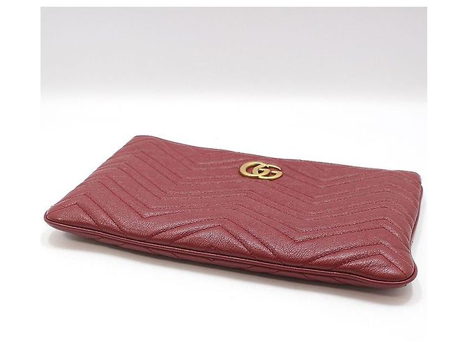 Gucci Clutch Red Matelassé Chevron GG Marmont Rosso - vista 5