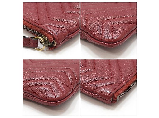 Gucci Clutch Red Matelassé Chevron GG Marmont Rosso - vista 9