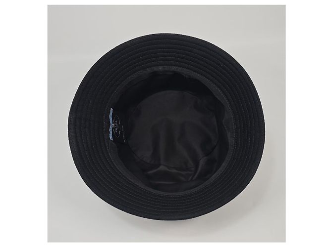 Prada Cappello bucket in cotone con logo ricamato Argento - vista 8