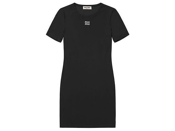 Miu Miu Minivestido de punto elástico Negro - vista 3