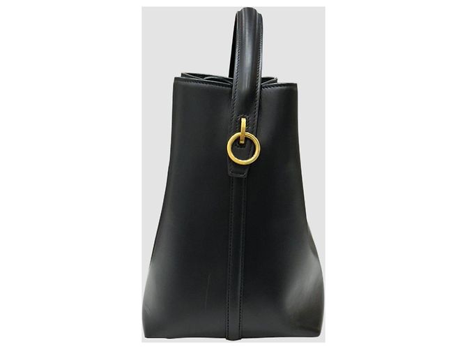 Cassandra Saint Laurent Borsa a secchiello in pelle lucida nera Nero - vista 4